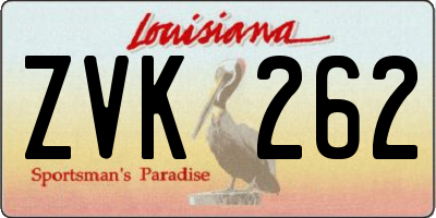 LA license plate ZVK262