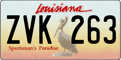 LA license plate ZVK263