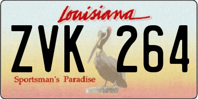 LA license plate ZVK264