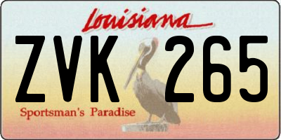 LA license plate ZVK265