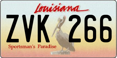 LA license plate ZVK266