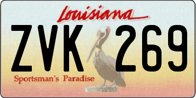 LA license plate ZVK269