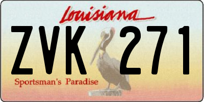 LA license plate ZVK271