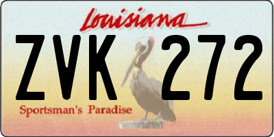 LA license plate ZVK272