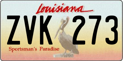 LA license plate ZVK273