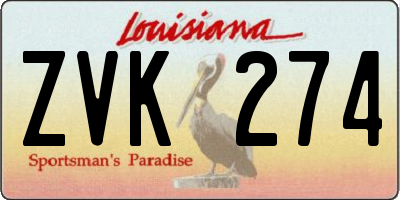 LA license plate ZVK274