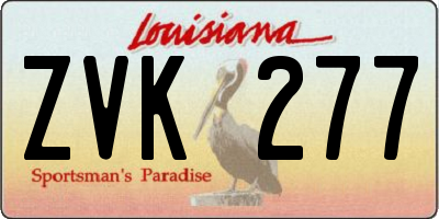 LA license plate ZVK277