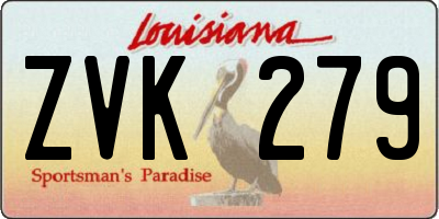 LA license plate ZVK279