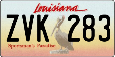 LA license plate ZVK283