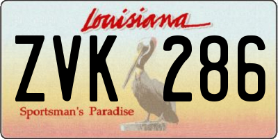 LA license plate ZVK286