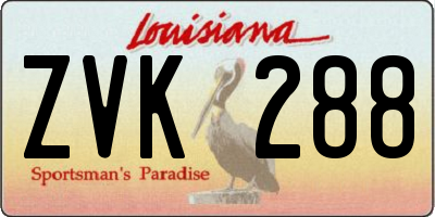 LA license plate ZVK288