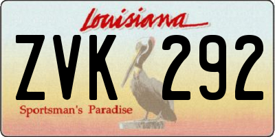 LA license plate ZVK292