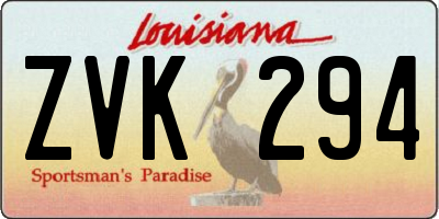 LA license plate ZVK294