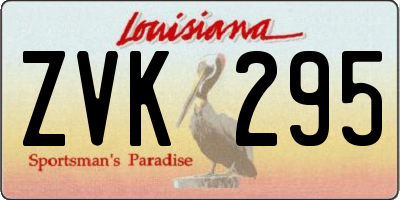 LA license plate ZVK295