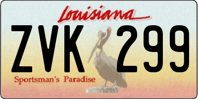 LA license plate ZVK299