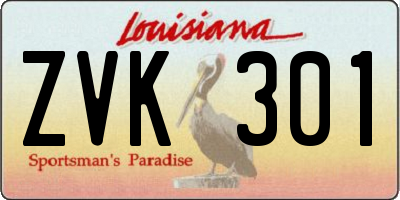 LA license plate ZVK301