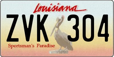 LA license plate ZVK304