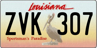 LA license plate ZVK307