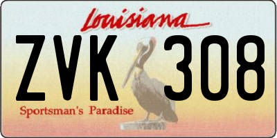 LA license plate ZVK308