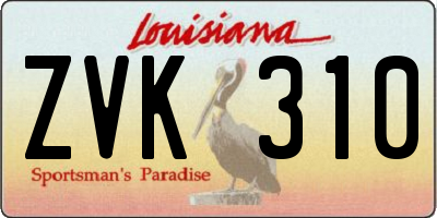 LA license plate ZVK310