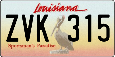 LA license plate ZVK315