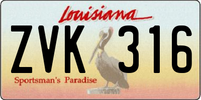 LA license plate ZVK316
