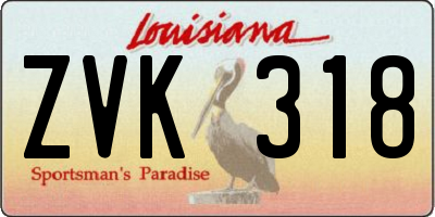 LA license plate ZVK318