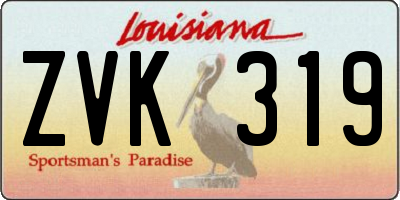 LA license plate ZVK319