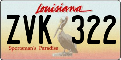 LA license plate ZVK322