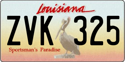 LA license plate ZVK325