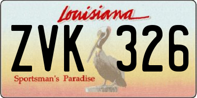 LA license plate ZVK326