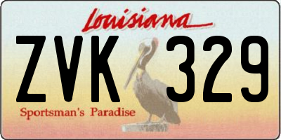 LA license plate ZVK329