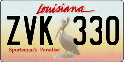 LA license plate ZVK330