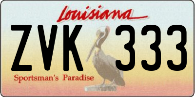 LA license plate ZVK333