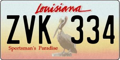 LA license plate ZVK334