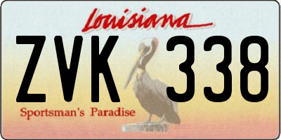 LA license plate ZVK338