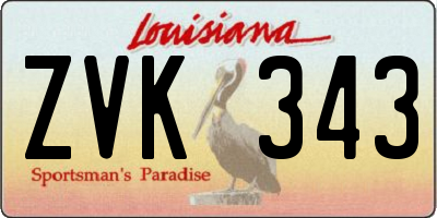 LA license plate ZVK343
