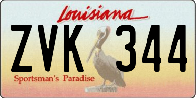 LA license plate ZVK344