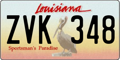 LA license plate ZVK348