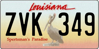 LA license plate ZVK349