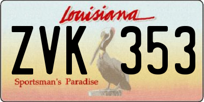 LA license plate ZVK353