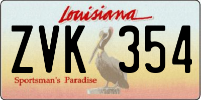 LA license plate ZVK354