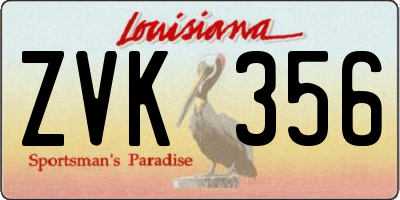 LA license plate ZVK356