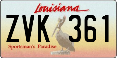 LA license plate ZVK361