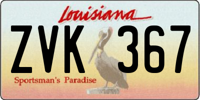 LA license plate ZVK367