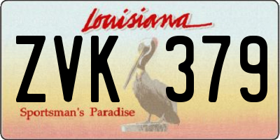 LA license plate ZVK379