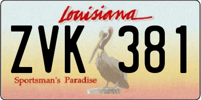 LA license plate ZVK381