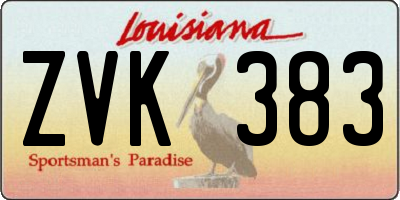 LA license plate ZVK383