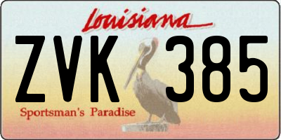 LA license plate ZVK385