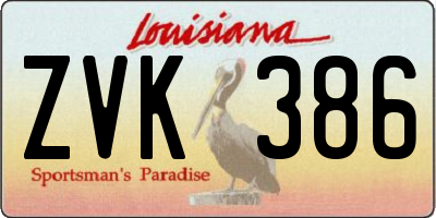 LA license plate ZVK386